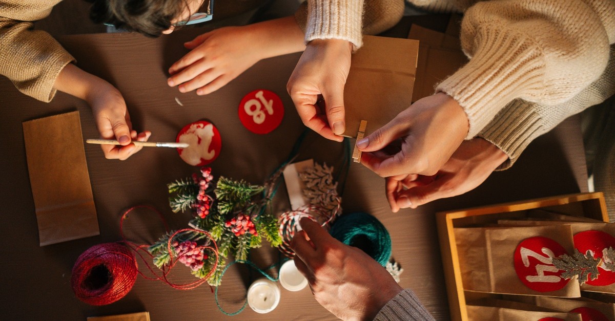 Family creating an Advent Calendar