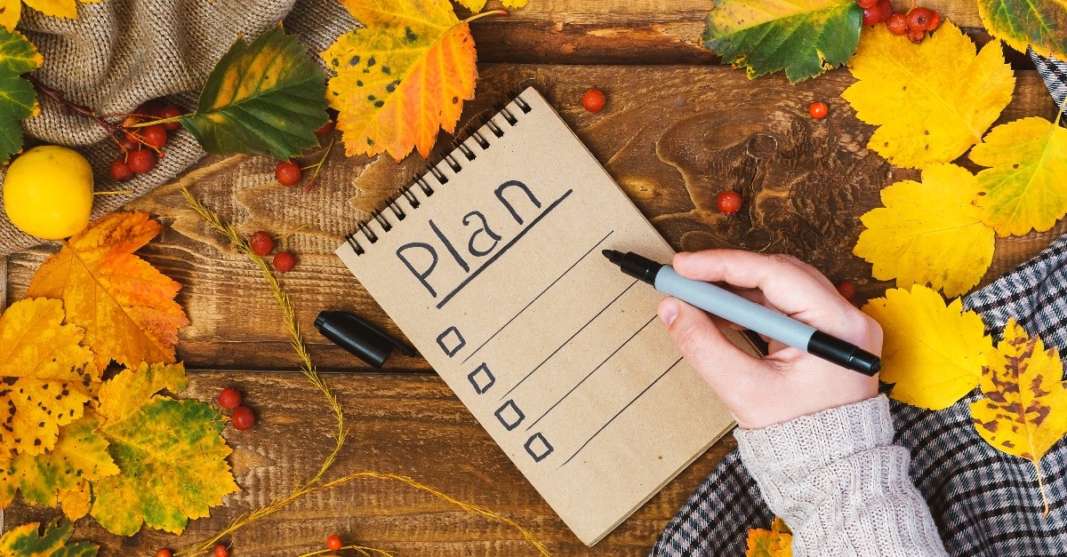 Plan list with fall leaves all around
