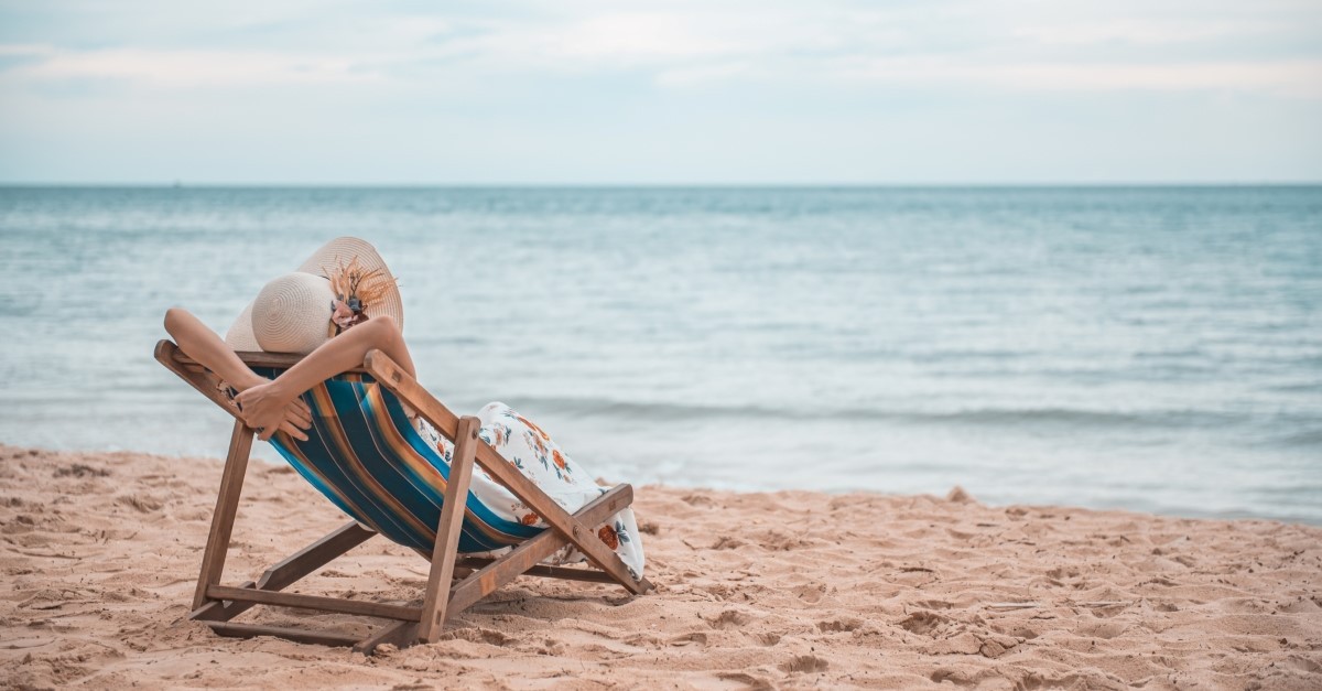 woman resting on beach