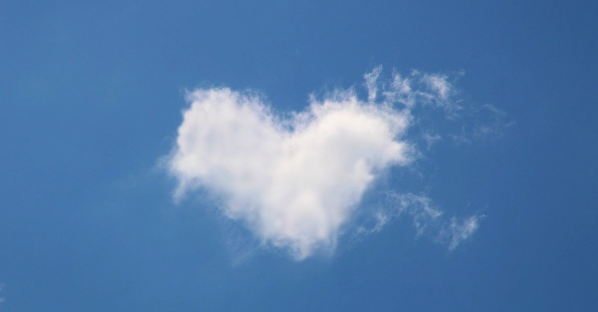 Heart-shaped cloud; Easter promises hope.