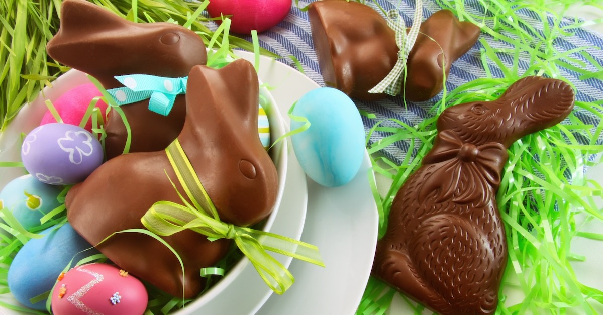 chocolate bunnies in Easter basket