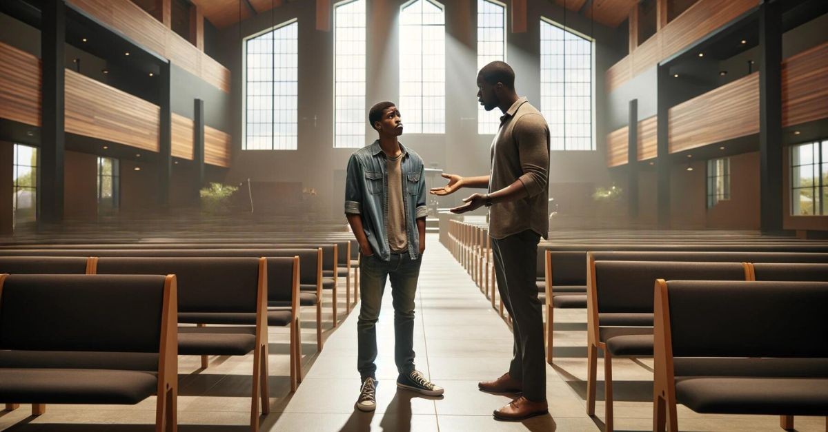 Pastor talking to a young man after church; what is gaslighting?