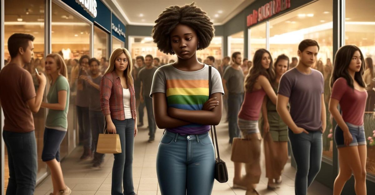 LGBTQ + woman at a busy mall; how can we love our LGBTQ + neighbors?