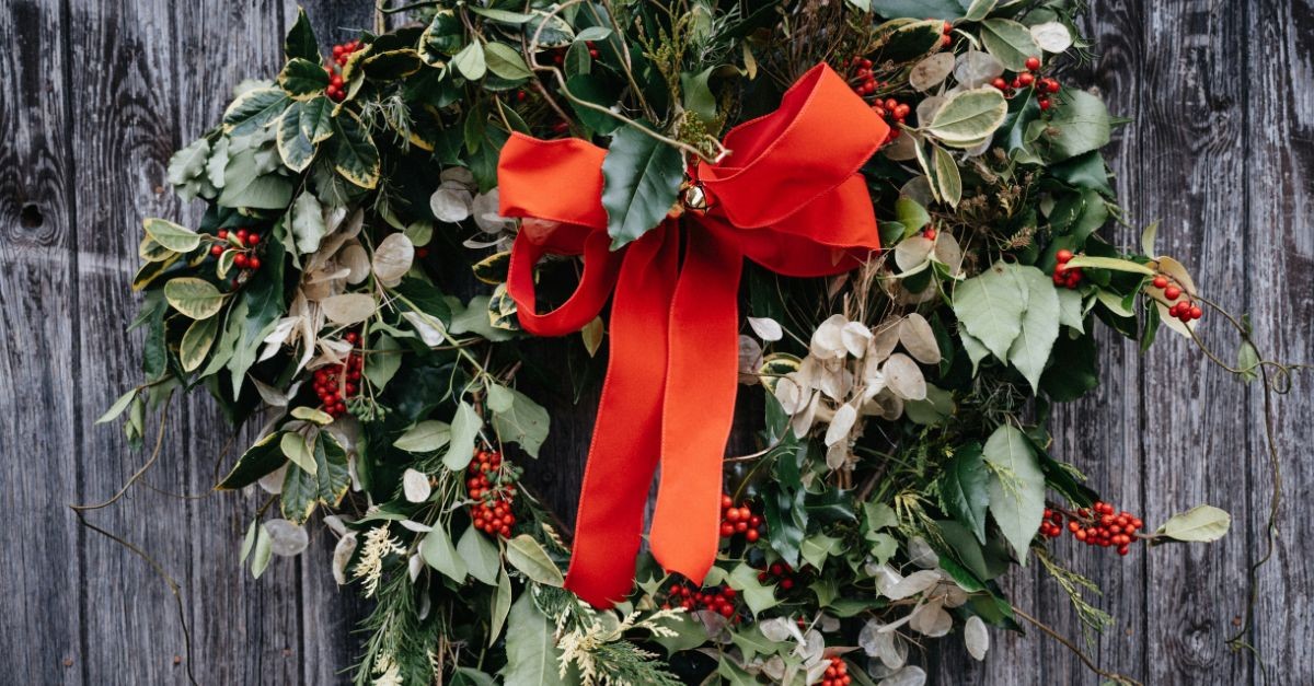 Christmas wreath on a front door