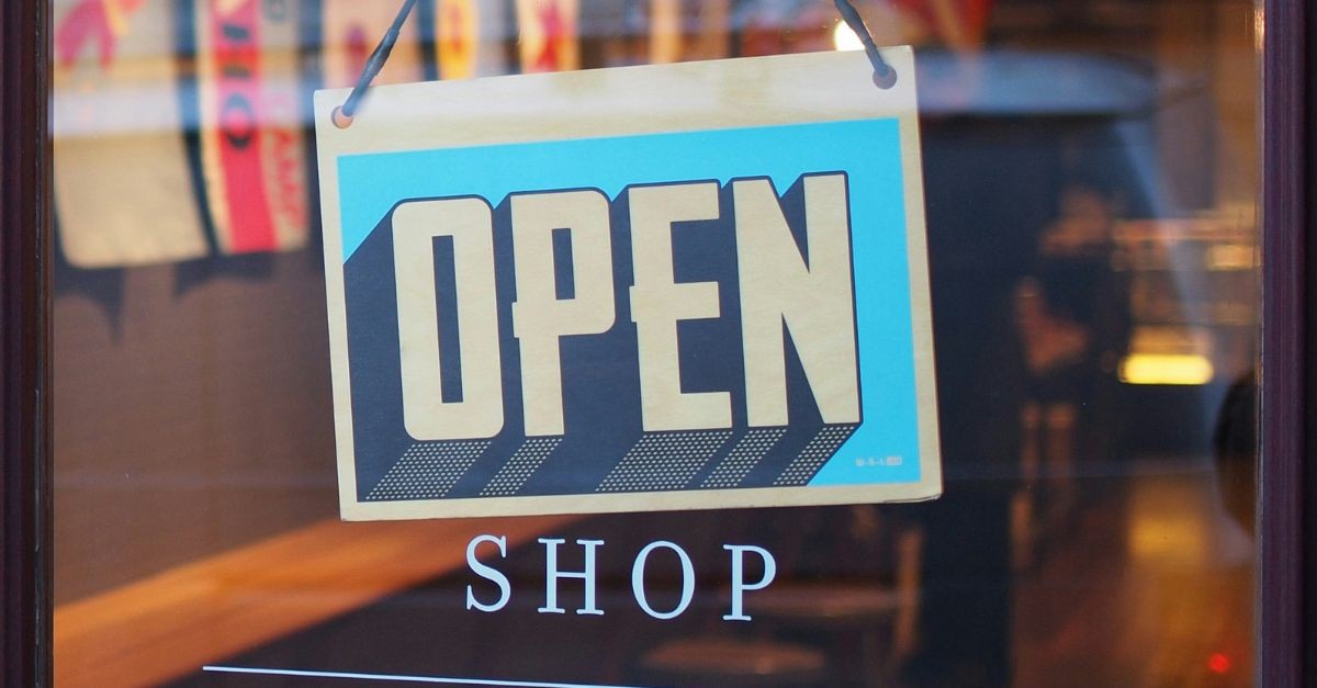 Open Sign on a Store Door