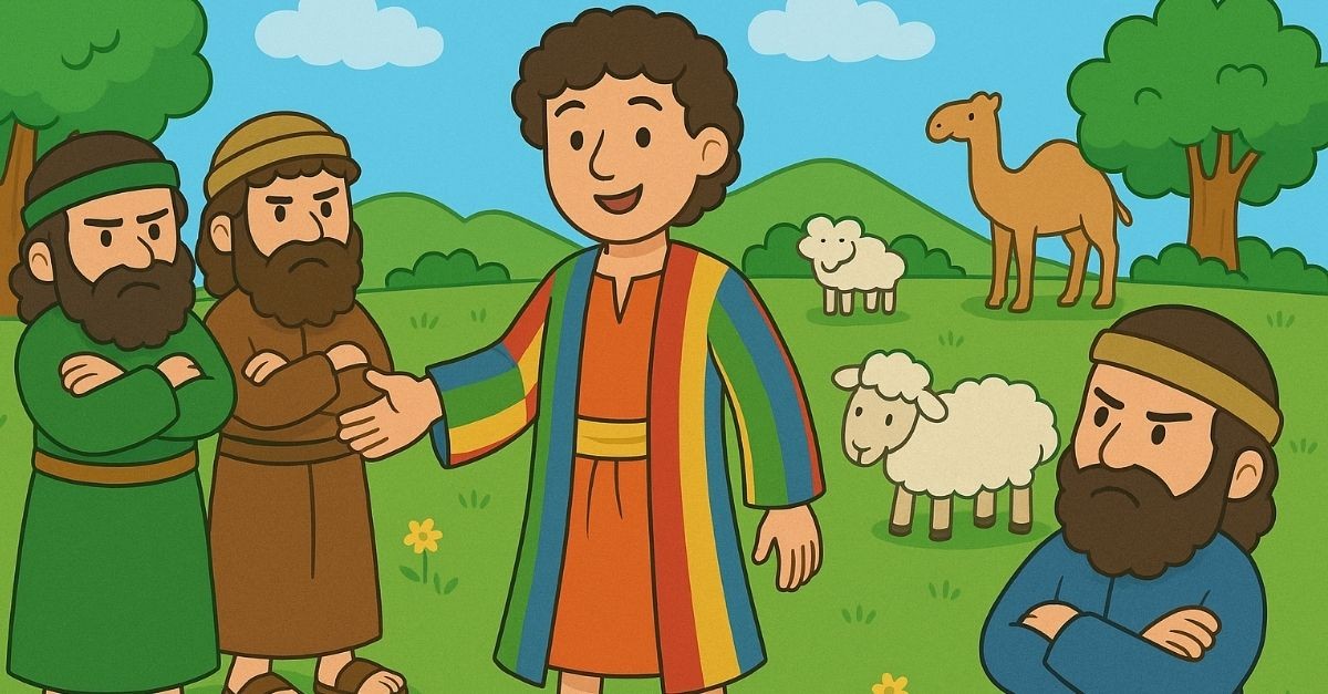 Children's Illustration of Joseph and His Colorful Coat