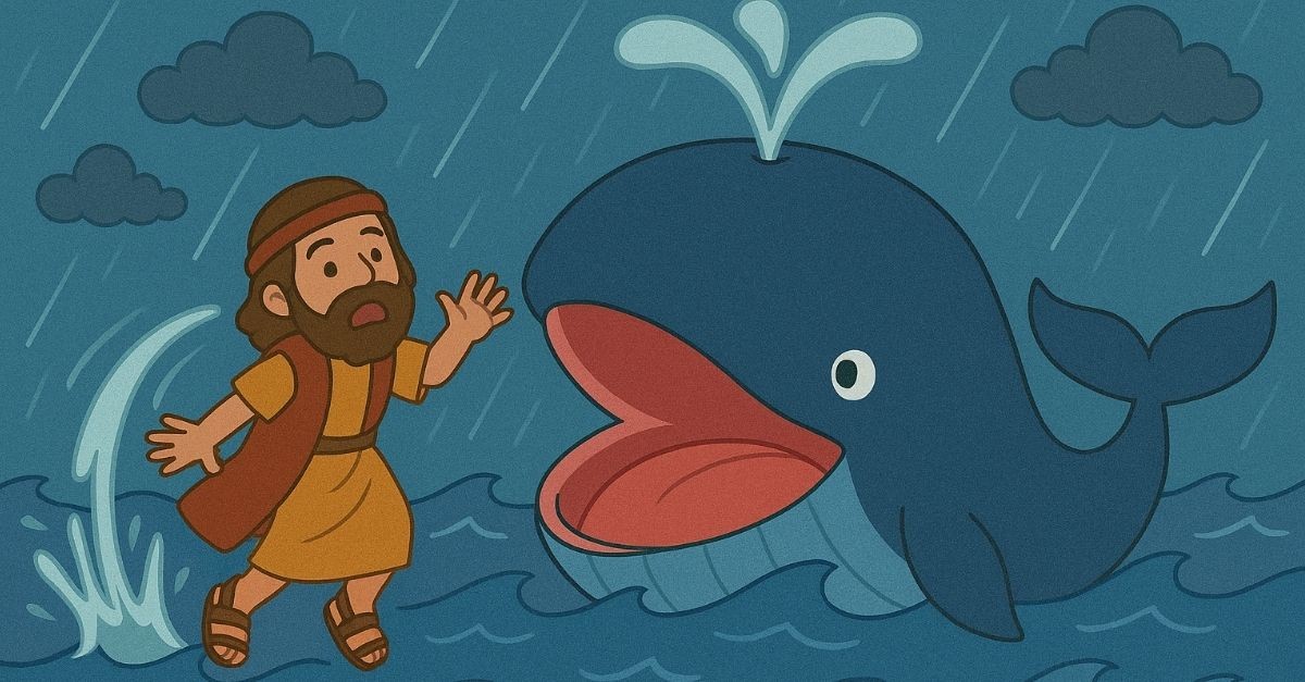 A Children's Illustration of Jonah and the Whale