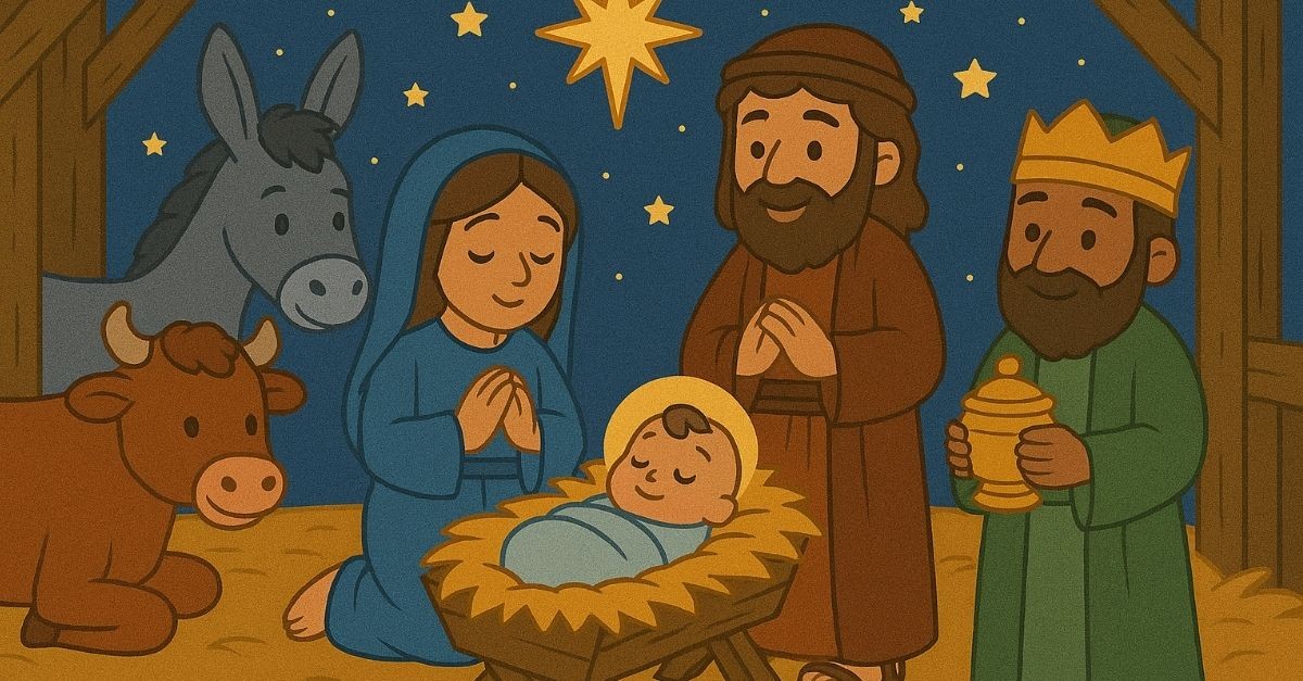 A Children's Illustration of the Nativity Scene