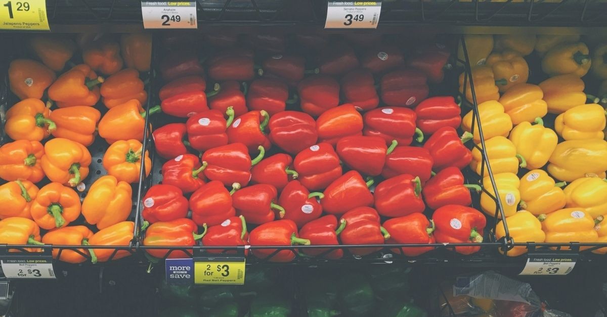 Produce bins at a grocery store