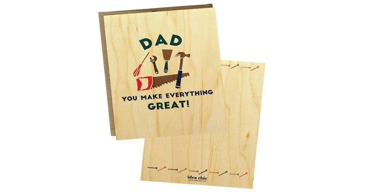 Father's Day Card Printed on Real Wood Veneer