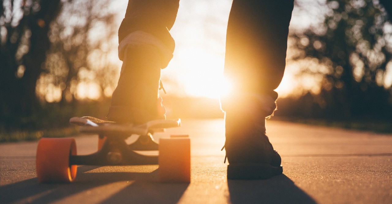 cool teen skateboarding