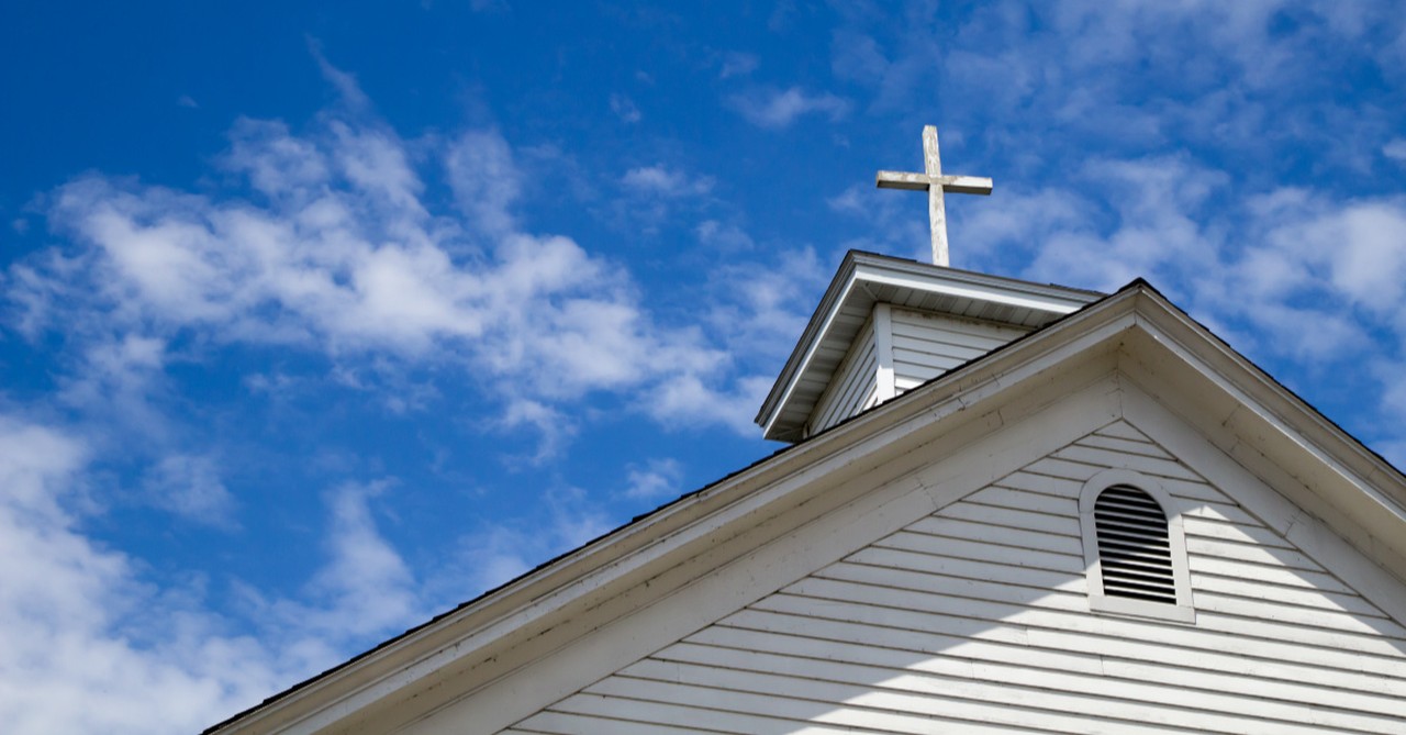 A church with a cross on top