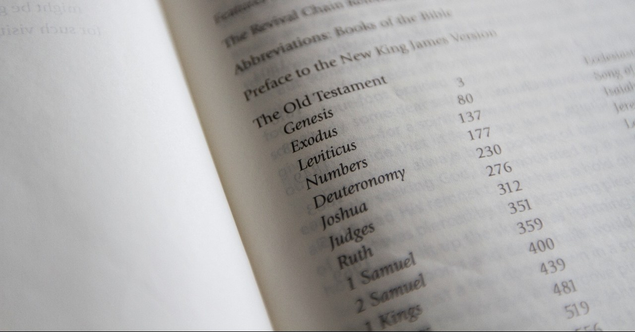 Old Testament table of contents