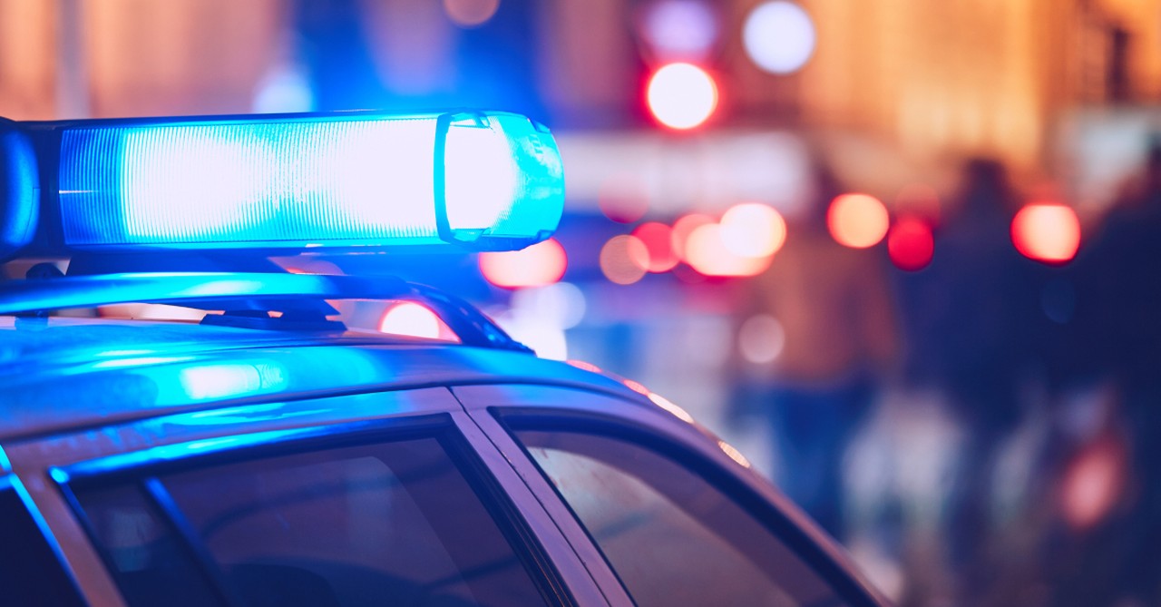 closeup of lights on police car