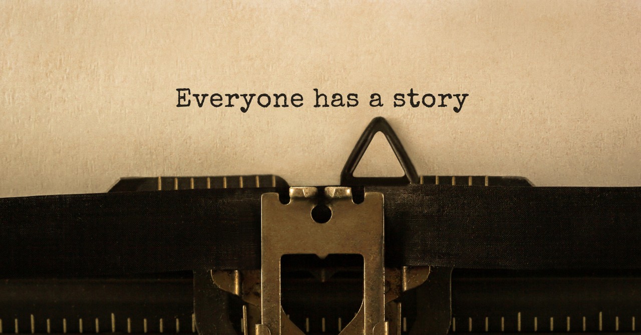 don't judge everyone has a story typewriter