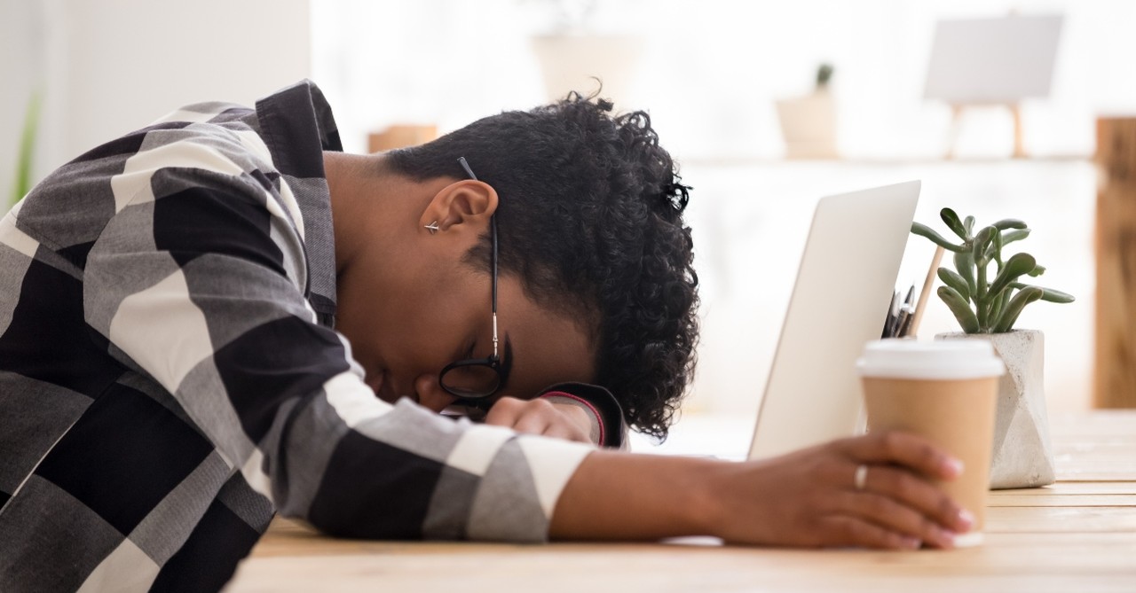 Stressed out woman at work