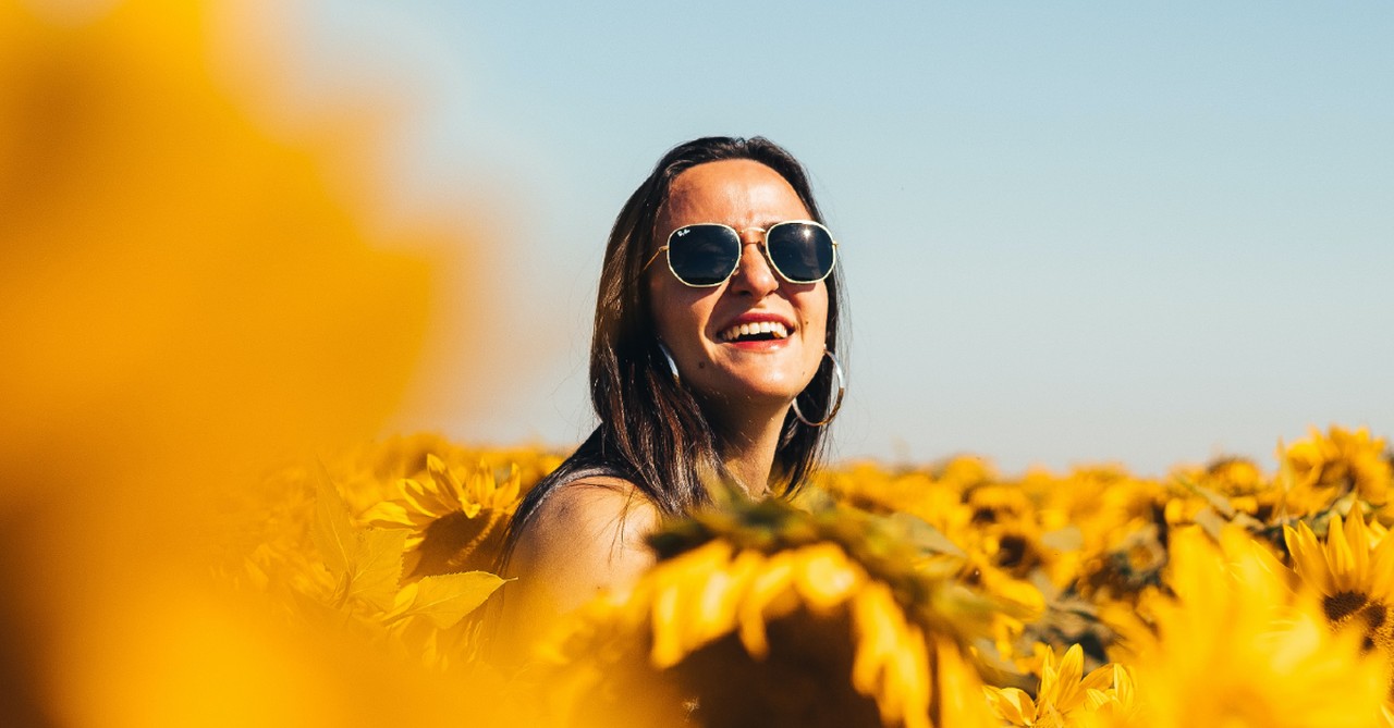 woman with in flower field