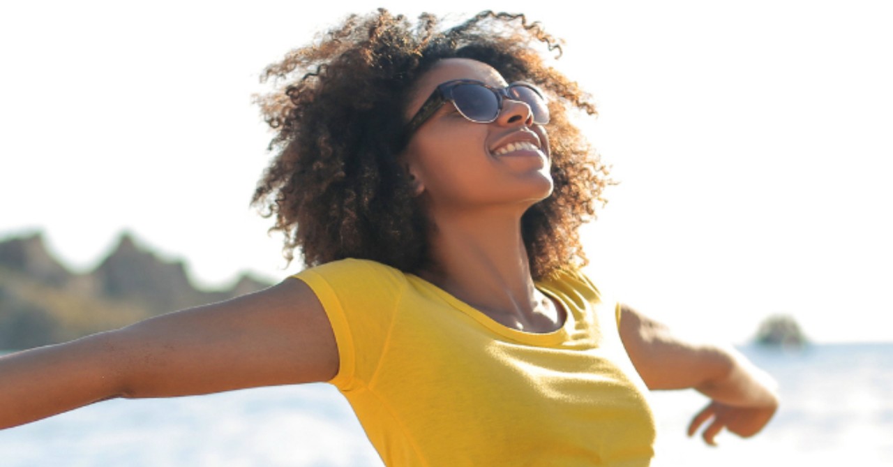 woman face up to sun outdoors in joyful praise, things i tell myself every day