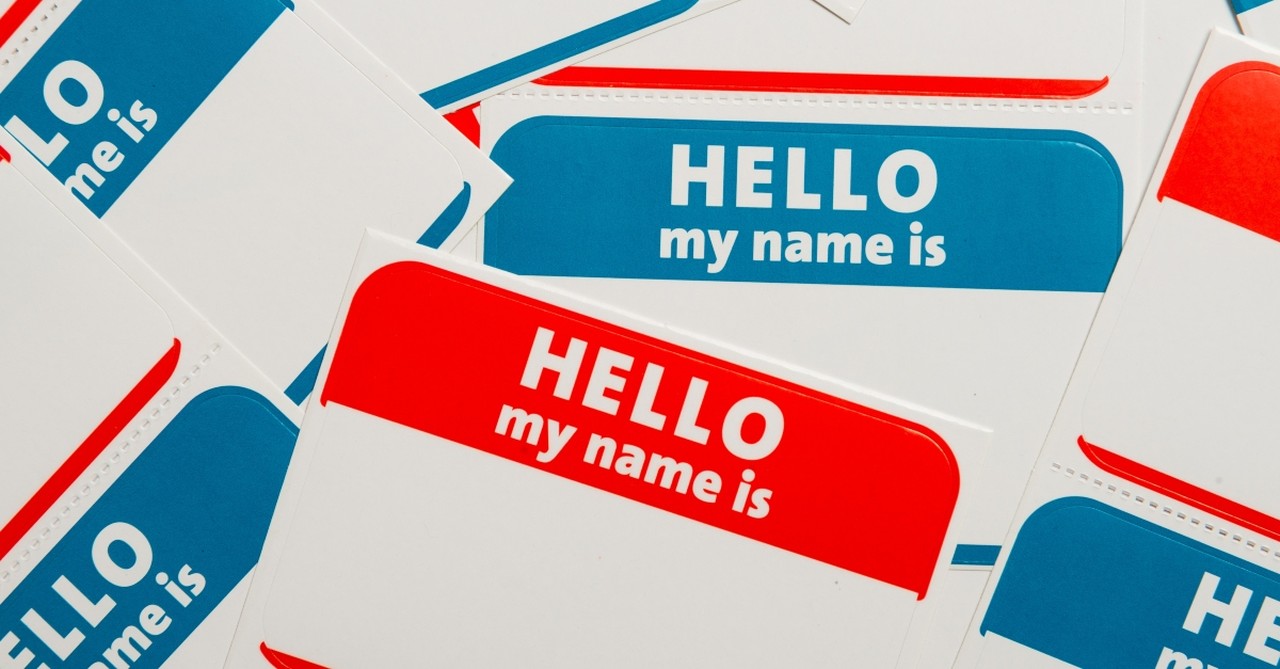 Stack of nametag stickers