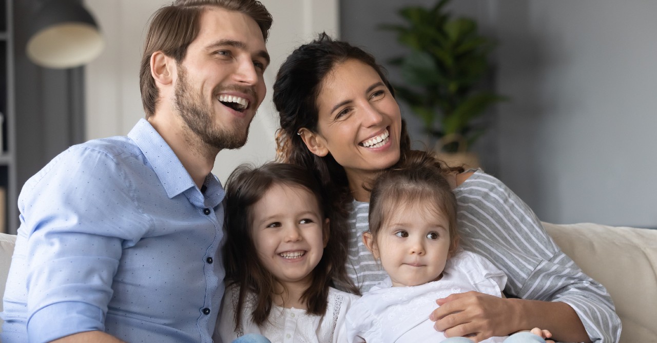 family time watching a movie with kids