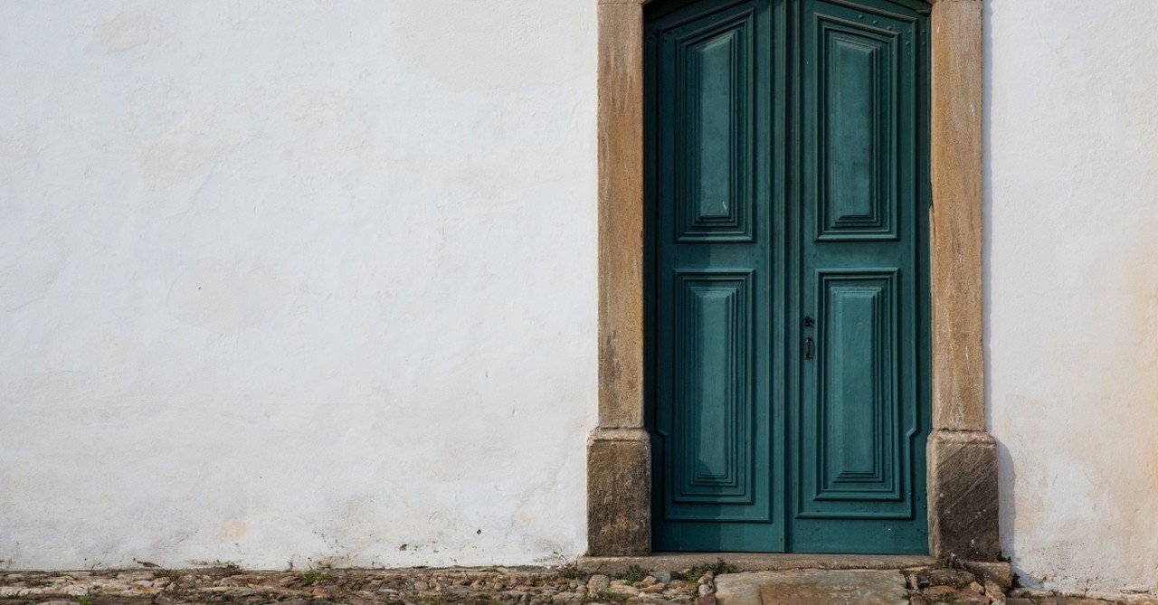 Green front door