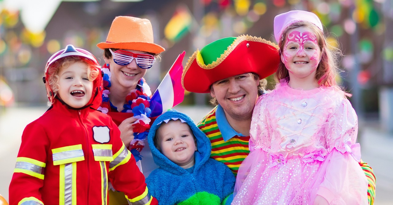 Family dressed up for Halloween to illustrate prayer for safety halloween