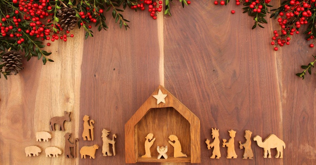 Wooden Nativity scene