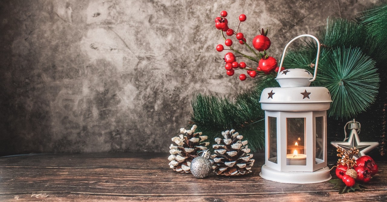 Red and green and white Christmas decorations