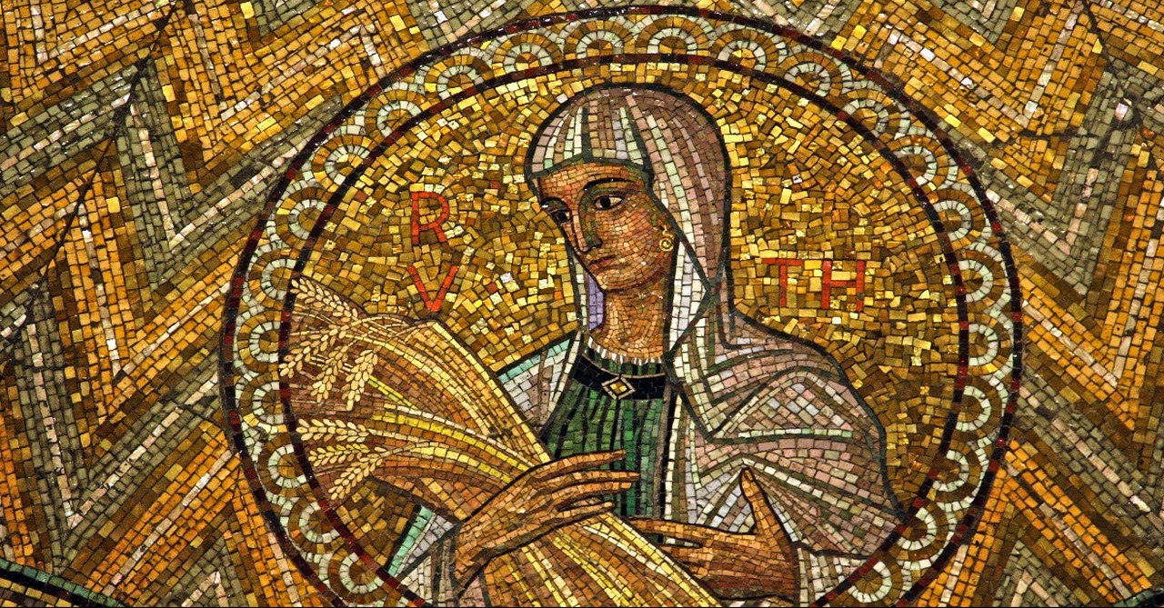 Mosaic of Ruth in Jerusalem, stories of sacrifice lent