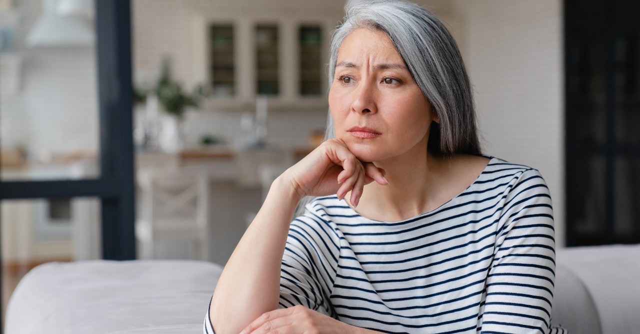 Woman looking alone and scared