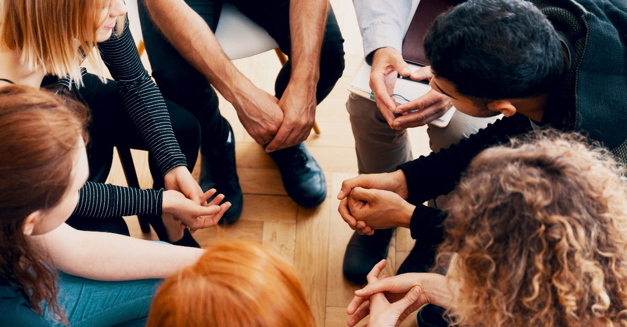 Church group praying