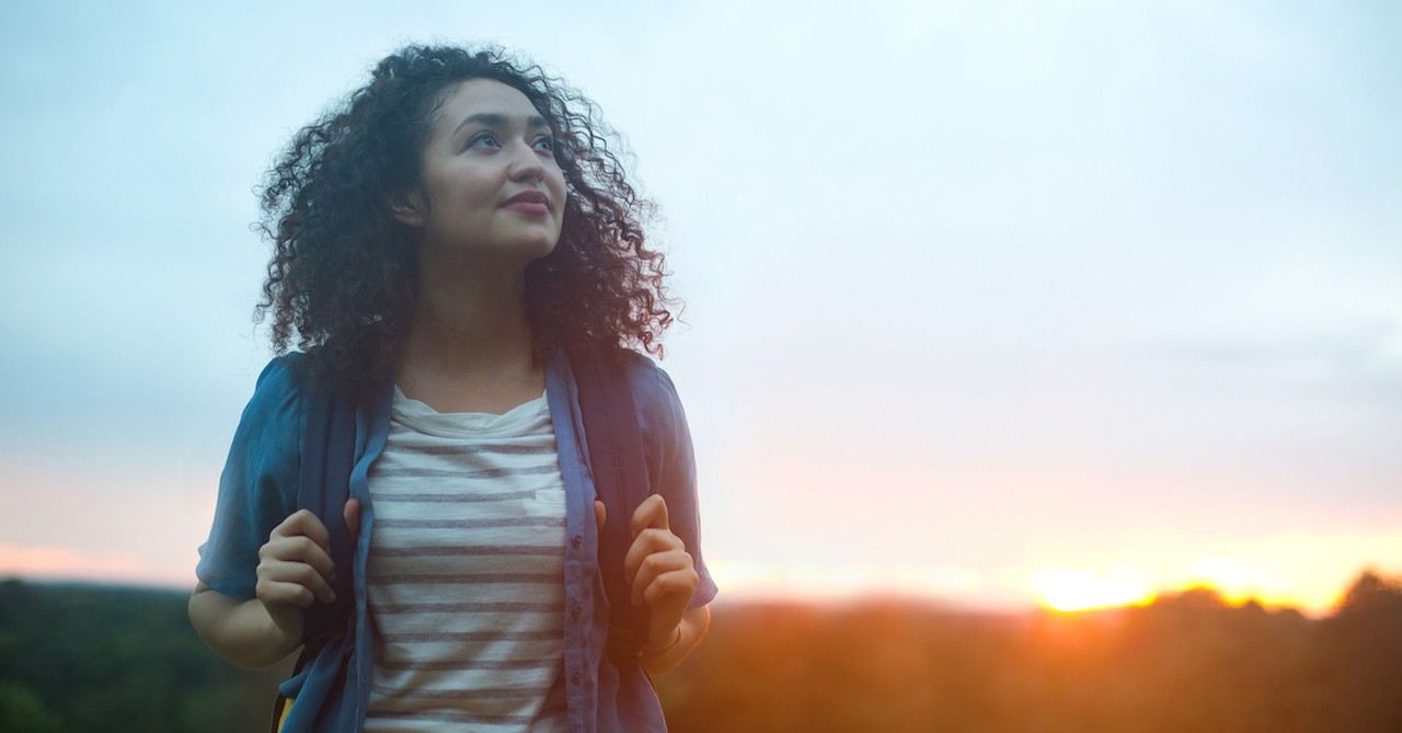 woman outside hiking