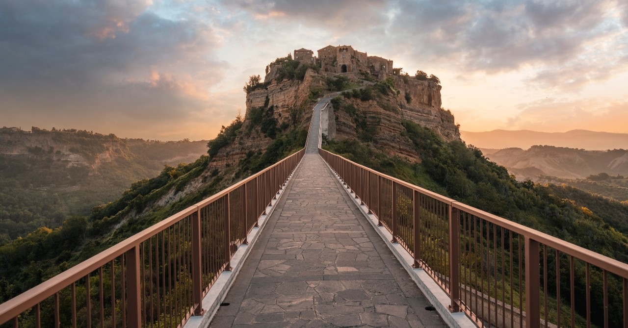 Narrow path up to a medieval town