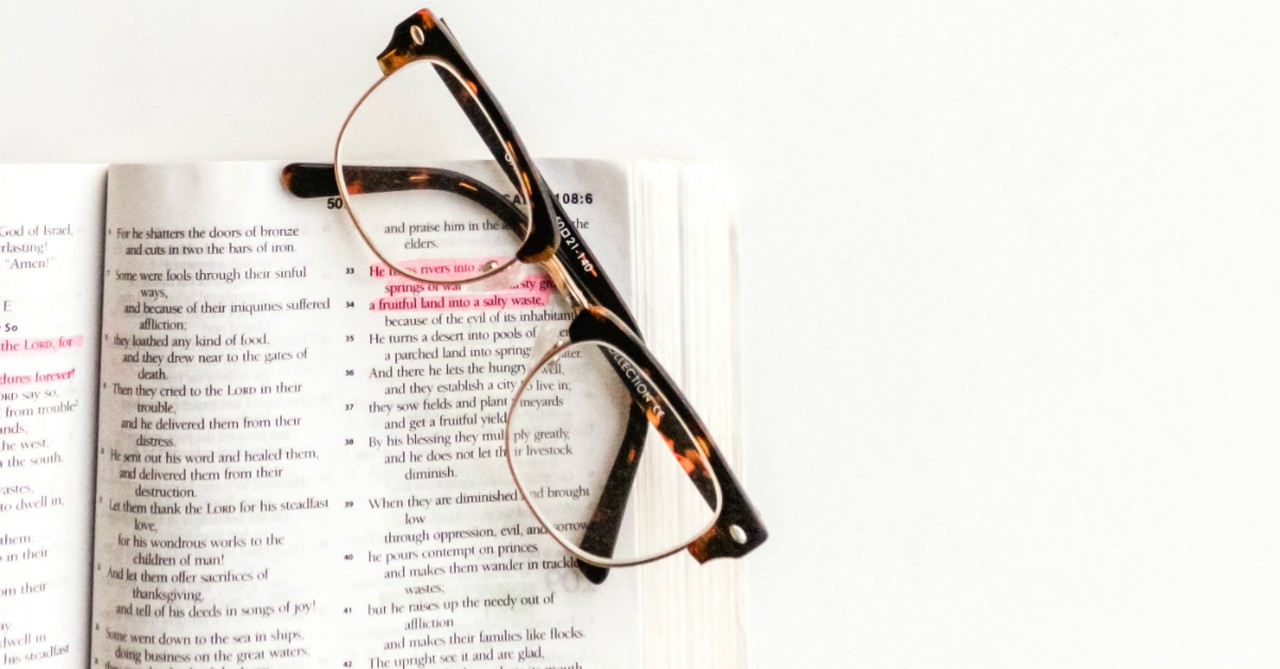 glasses on bible