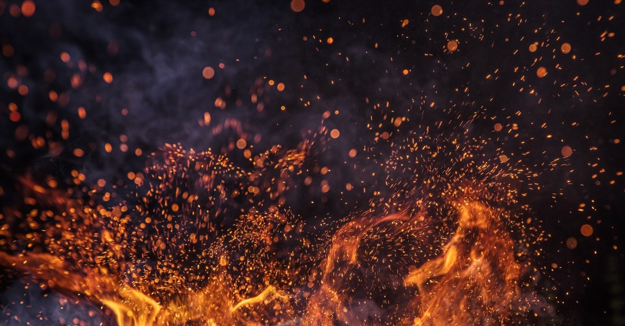 Up close image of fire and sparks