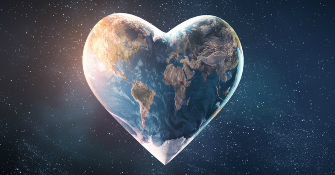 planet earth globe shaped like heart coronavirus empathy