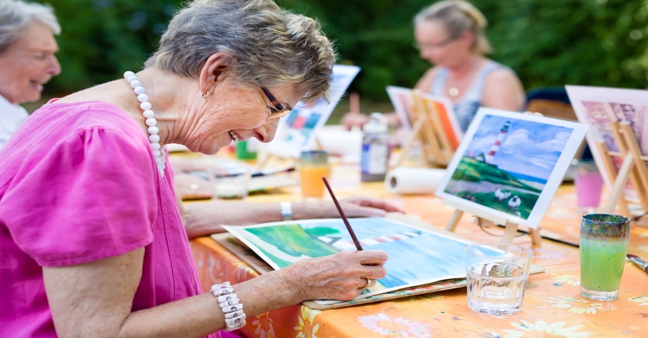 woman making painting