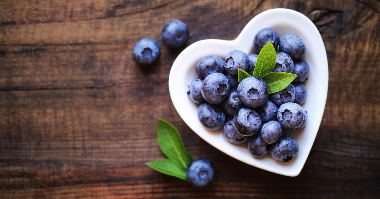 Blueberries in a heart dish