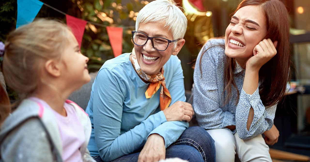 Grandparent, mom, and daughter