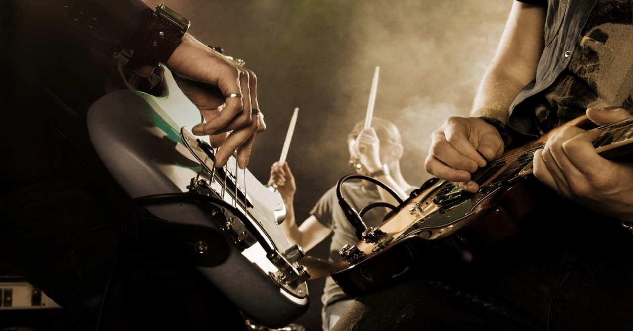 Close up shot of a rock band