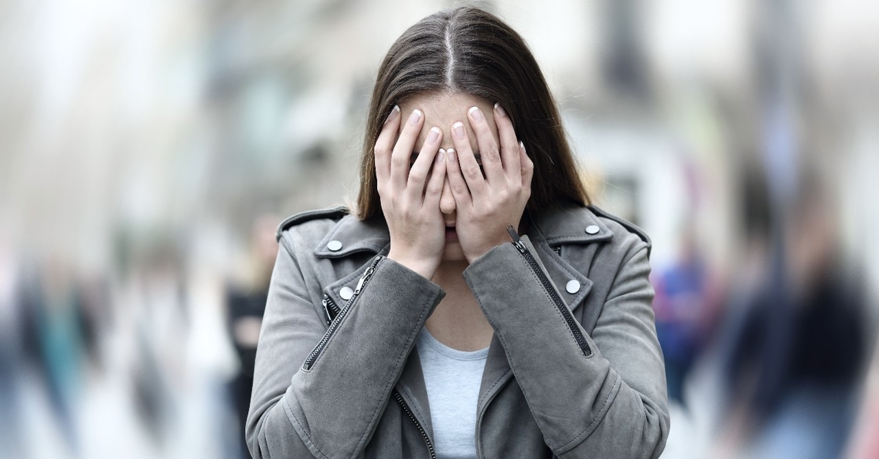Woman panicking