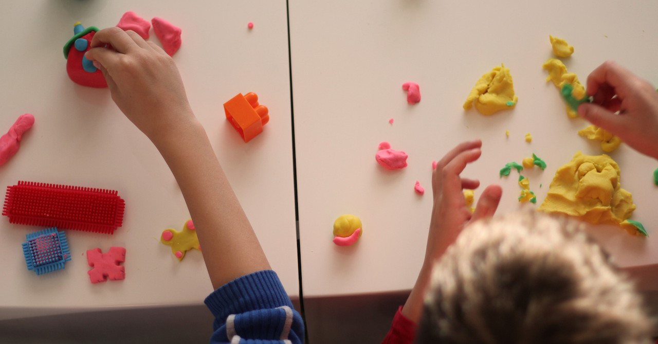 Kids craft playing with playdoh