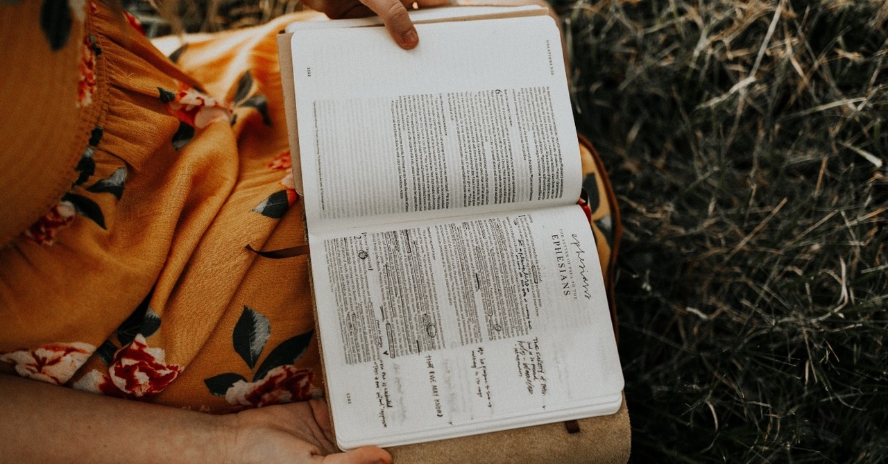 Woman reading Book of Ephesians