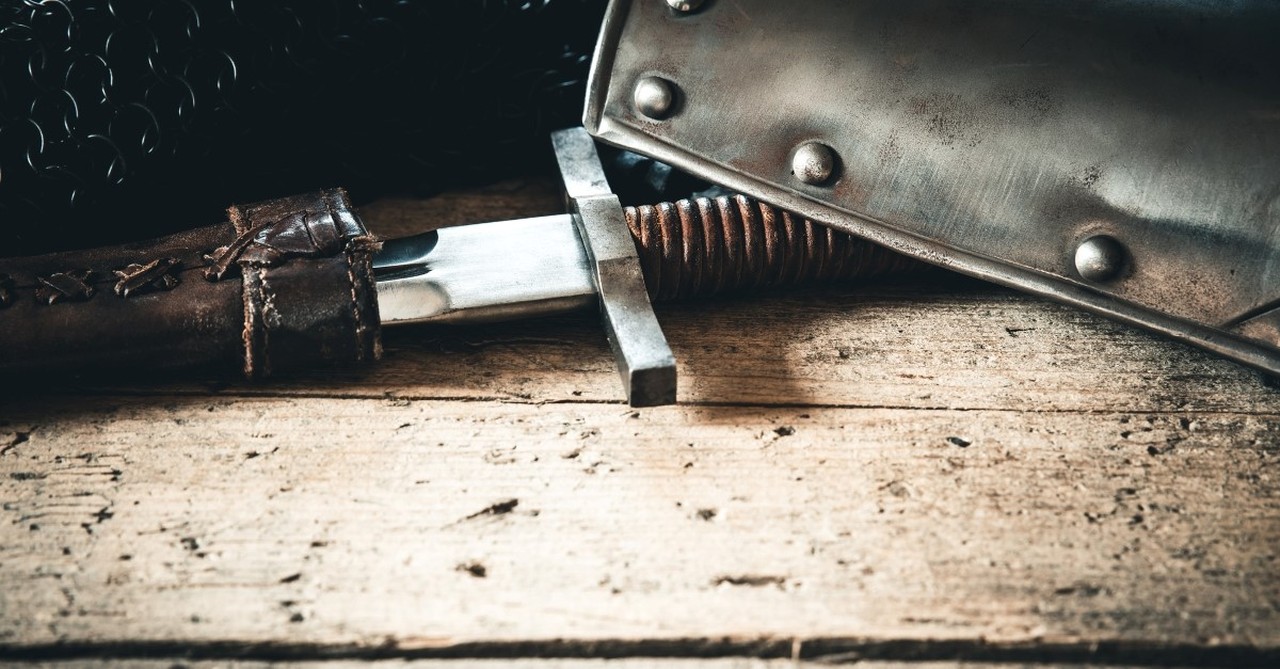 knife and battle gear on wooden floor, simon the zealot