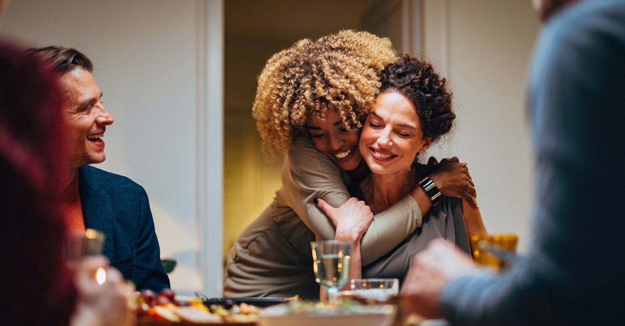 Woman hugging a friend