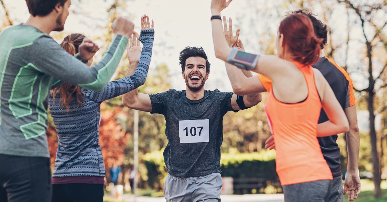 Man running a race