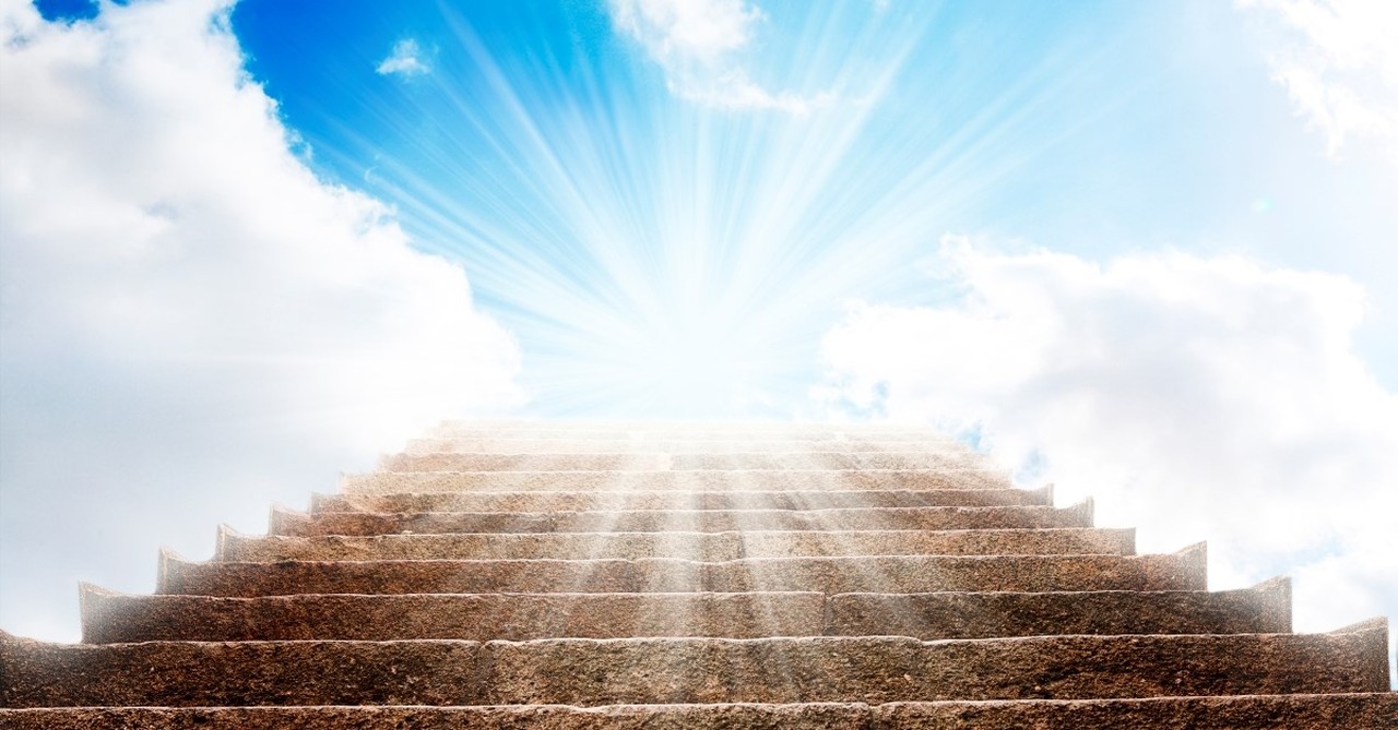 stone stairway up to heaven to illustrate One day the sons of God came to present themselves before the LORD