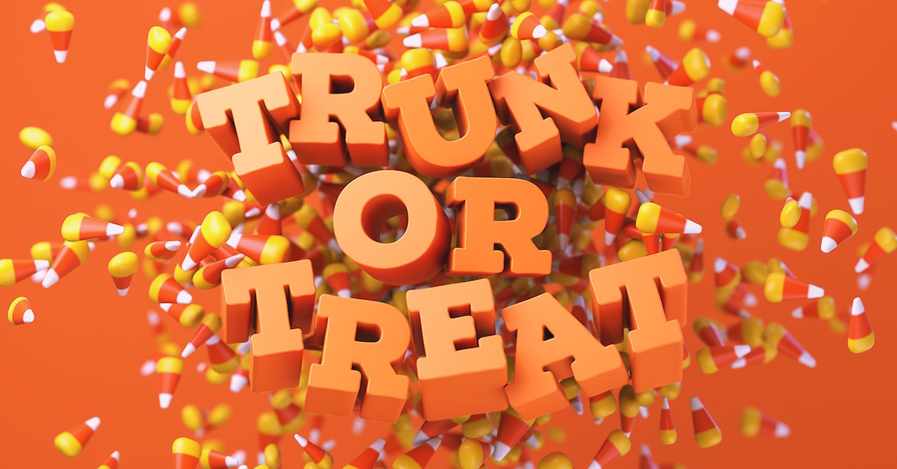 trunk or treat sign with candy corn