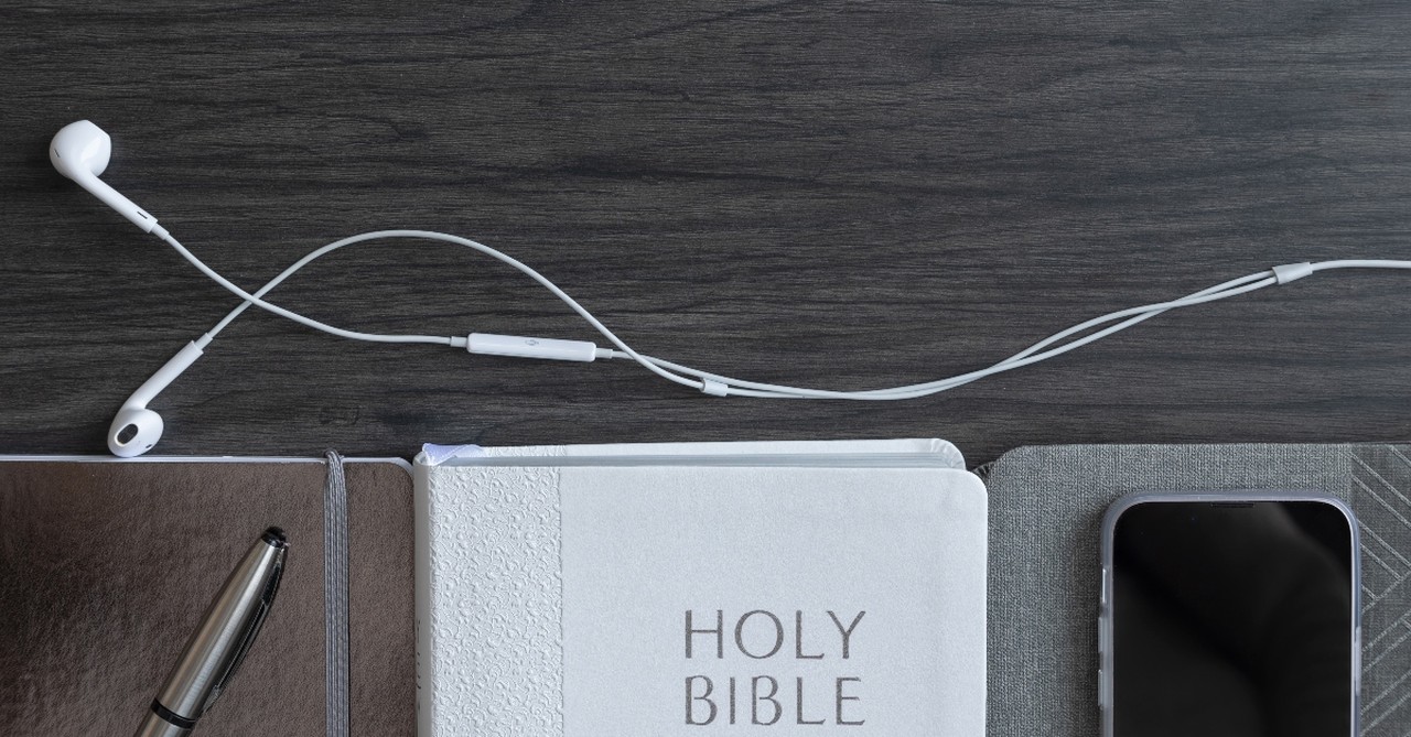 Bible, journal, podcast