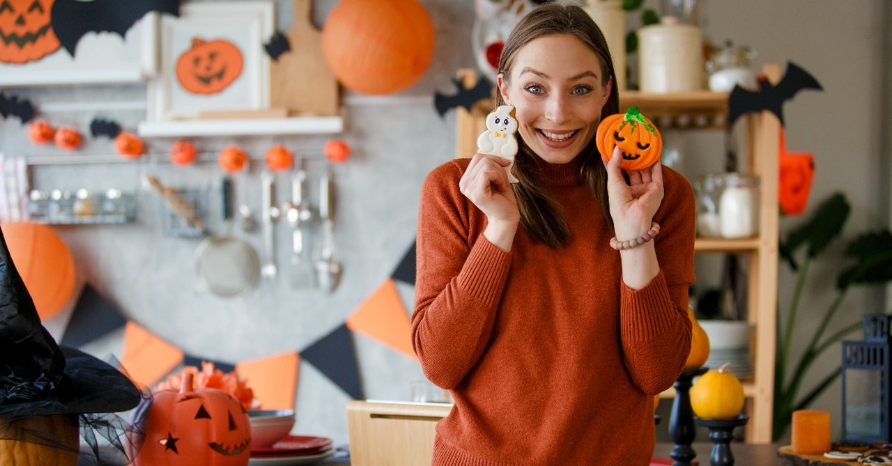 Woman with Halloween cookies